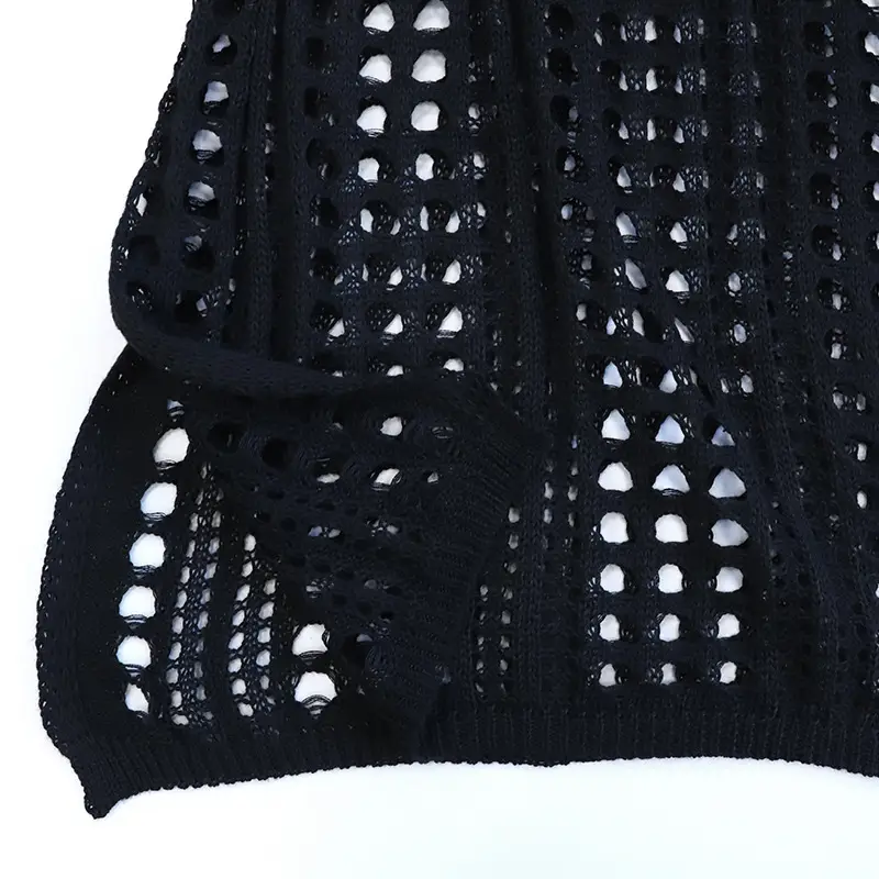 White New Knitted Hollow Vest Blouse Beach Skirt — feature 14