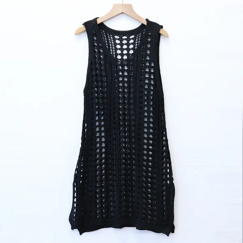 White New Knitted Hollow Vest Blouse Beach Skirt - Image 2