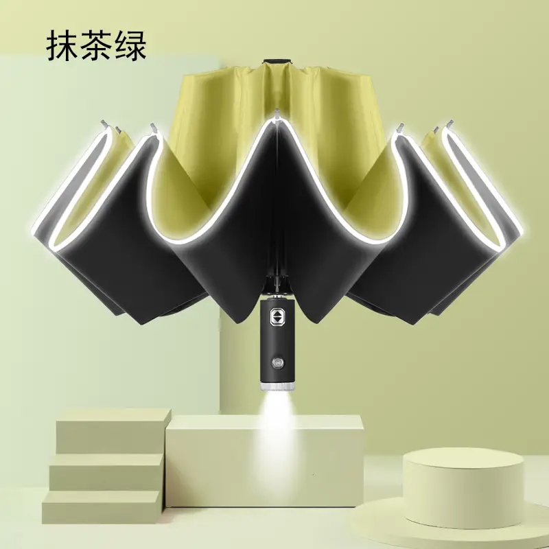 Automatic Rain Shower Umbrella with LED Light, Teal Color - Image 2