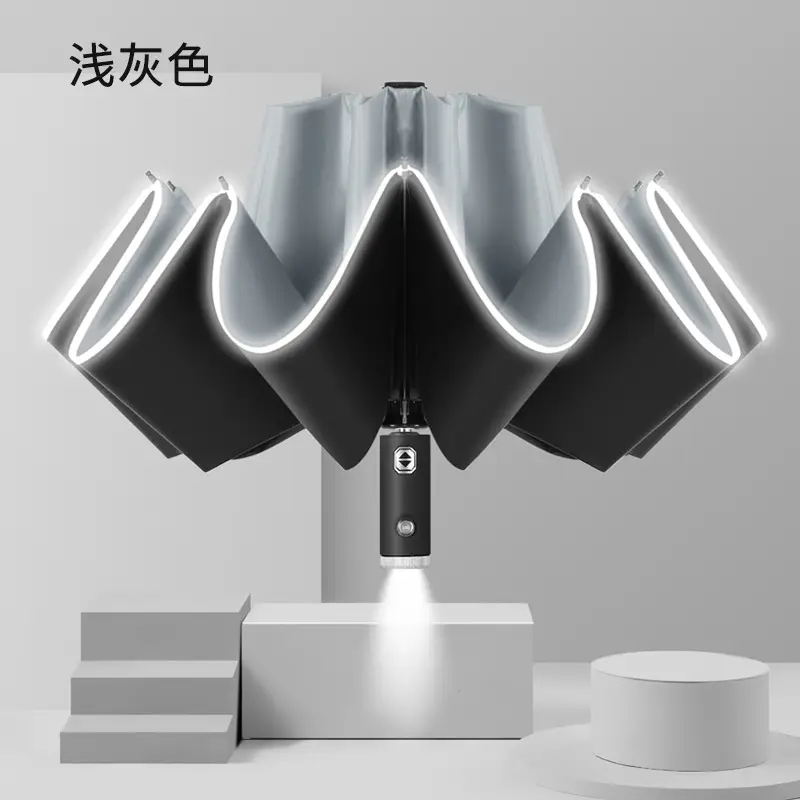 Automatic Rain Shower Umbrella with LED Light, Teal Color - Image 3