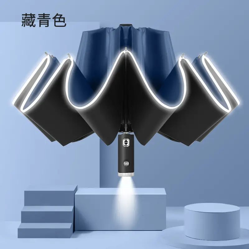 Automatic Rain Shower Umbrella with LED Light, Teal Color - Image 6