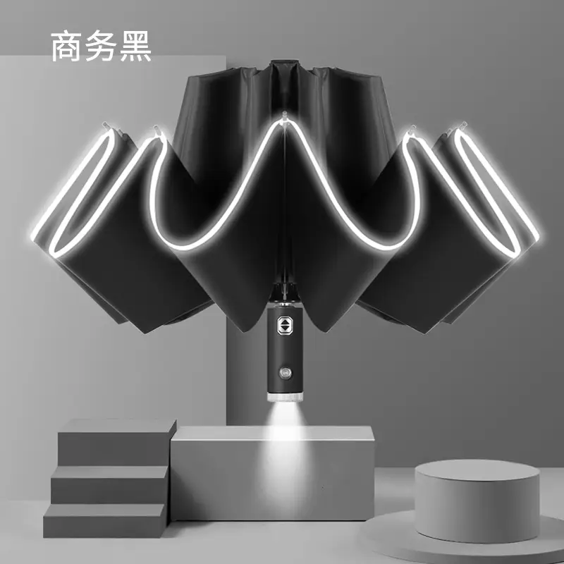 Automatic Rain Shower Umbrella with LED Light, Teal Color - Image 7