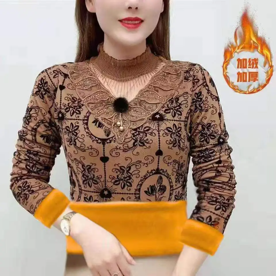 Women's Black Velvet Embroidered Winter Top with Orange Trim - Image 6