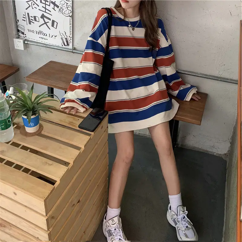 Korean Striped T-Shirt Women Loose Fit 2022 - Image 5