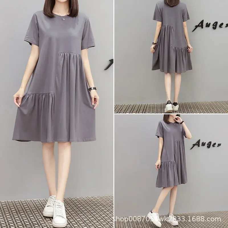 Maternity Dress Midi Korean Loose Plus Size - Image 4