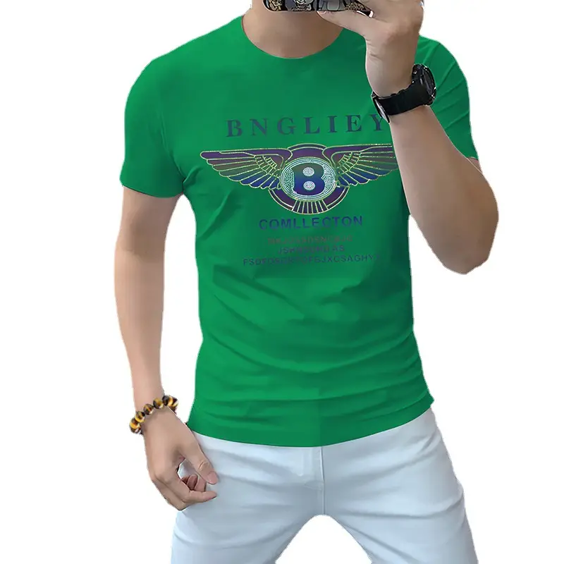 Men's Printed Cotton T-Shirt White 8 Wing Design - Image 9