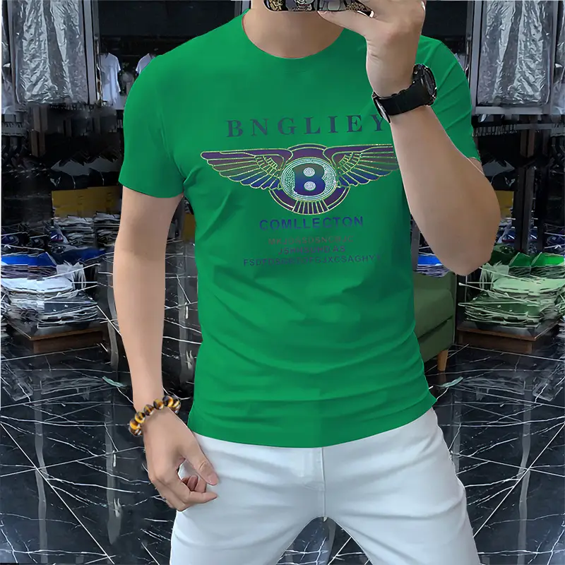 Men's Printed Cotton T-Shirt White 8 Wing Design - Image 2