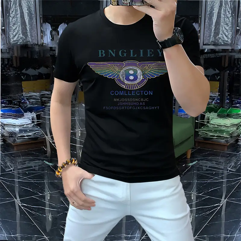 Men's Printed Cotton T-Shirt White 8 Wing Design - Image 3