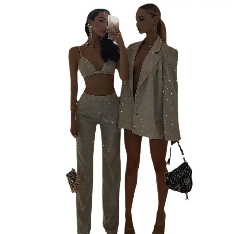 Sexy Sequin Camisole Nightclub Suit with High Waist Pants - Image 11