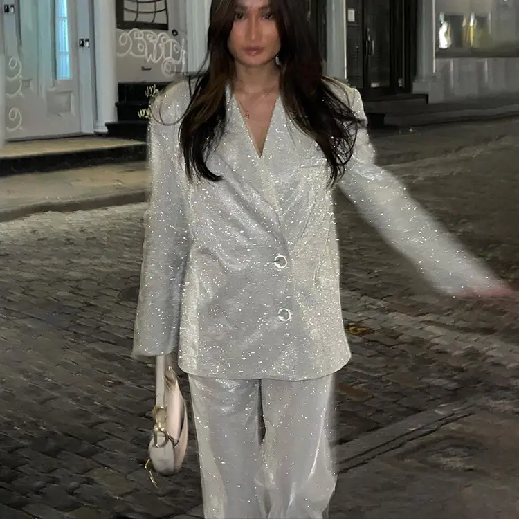 Sexy Sequin Camisole Nightclub Suit with High Waist Pants — feature 14