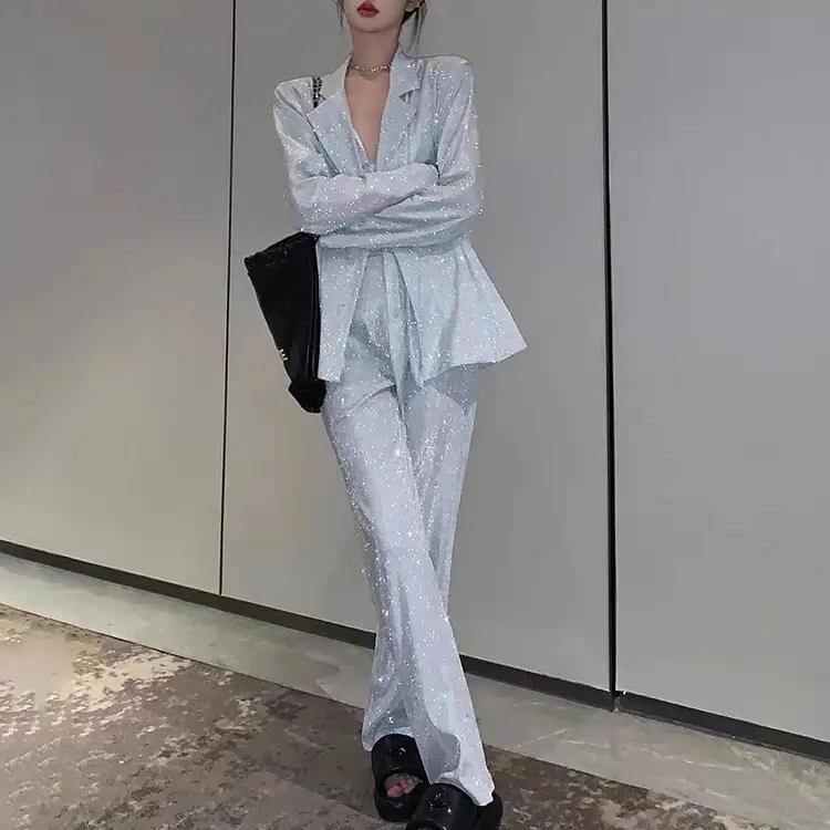 Sexy Sequin Camisole Nightclub Suit with High Waist Pants — feature 15
