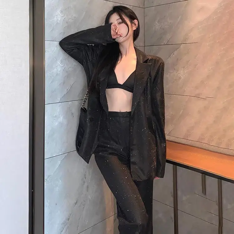 Sexy Sequin Camisole Nightclub Suit with High Waist Pants — feature 18