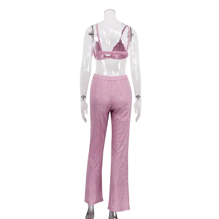 Sexy Sequin Camisole Nightclub Suit with High Waist Pants — feature 28