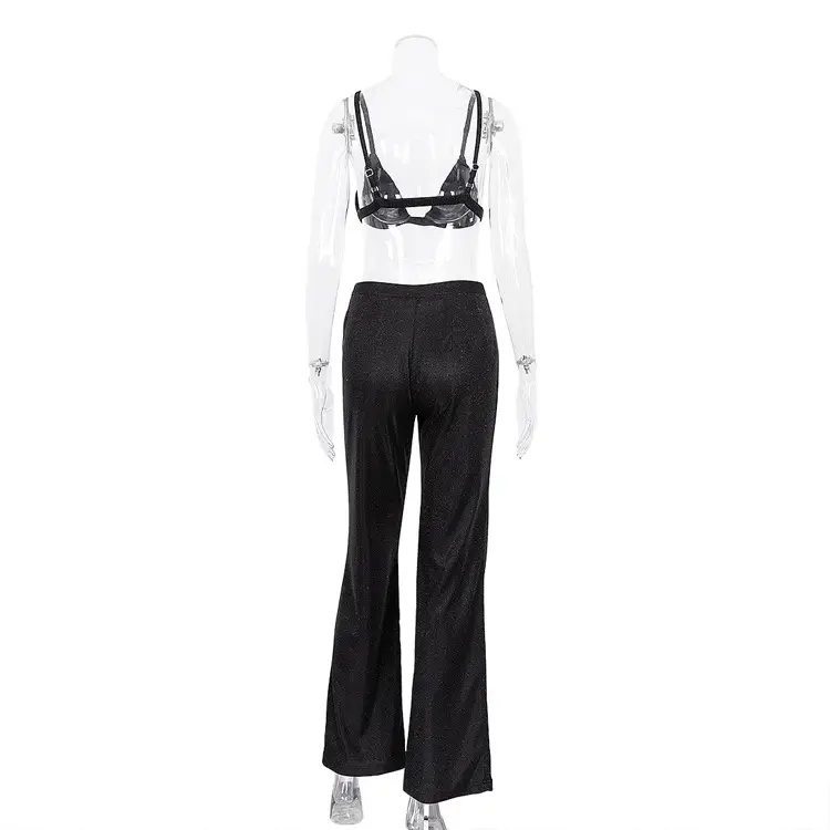 Sexy Sequin Camisole Nightclub Suit with High Waist Pants — feature 32
