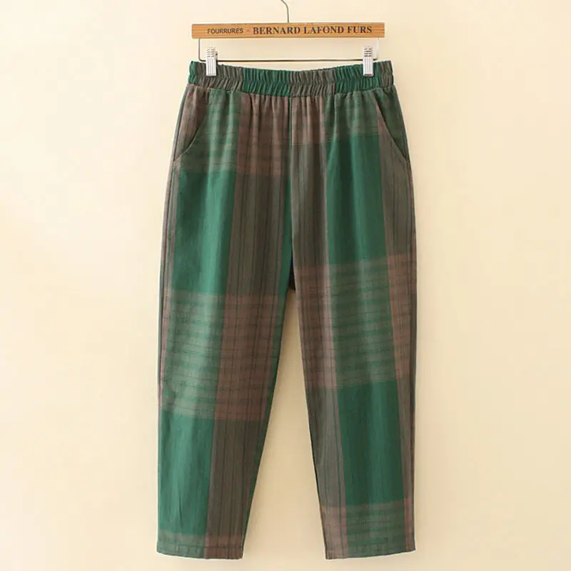 Women Plaid 2-Piece Set Large Size Casual Pants - Image 23