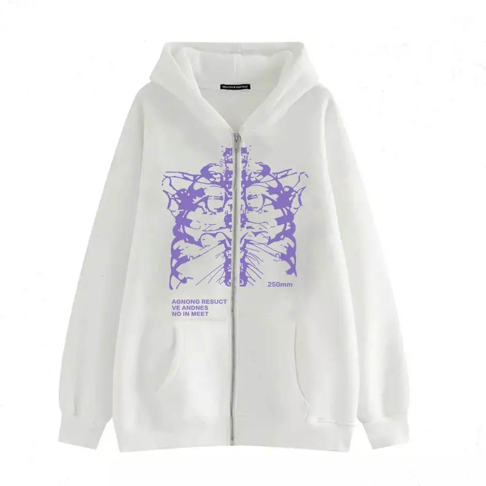 Women Skull Wings Hoodie Black Velvet Zipper