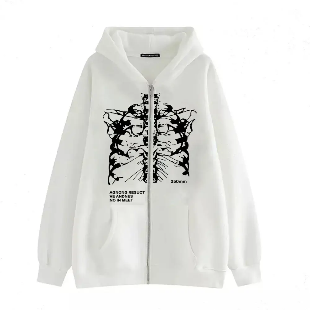 Women Skull Wings Hoodie Black Velvet Zipper