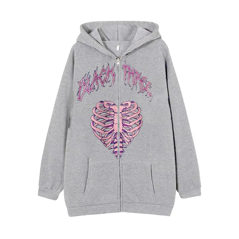 Women Skull Wings Hoodie Black Velvet Zipper