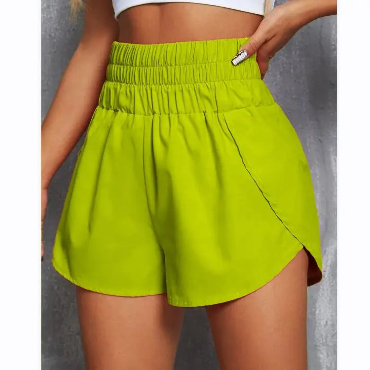 2022 Women's Orange Elastic High Waist Shorts - Image 6