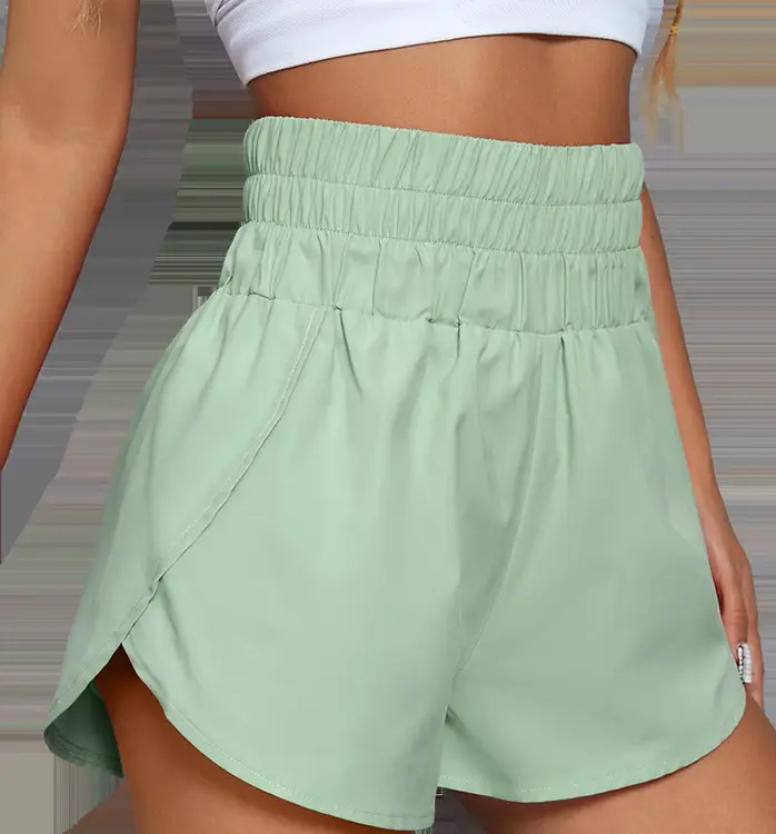 2022 Women's Orange Elastic High Waist Shorts - Image 2