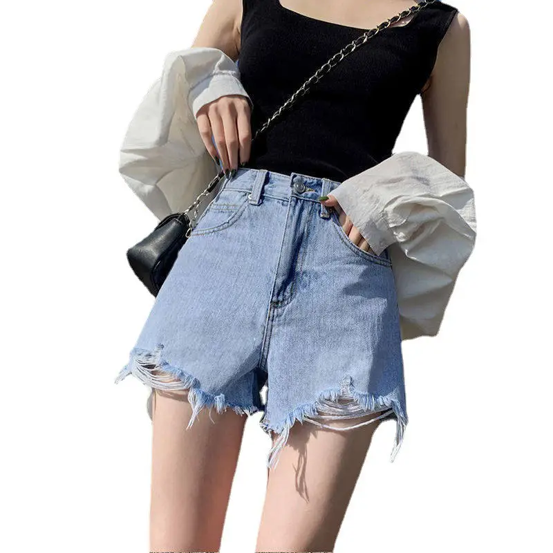 Women Denim Shorts High Waist Ripped 2022 - Image 9