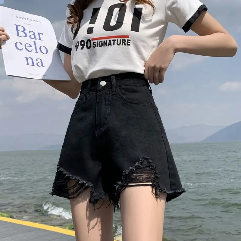 Women Denim Shorts High Waist Ripped 2022 - Image 2
