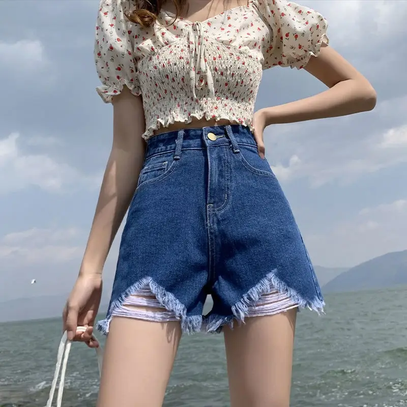 Women Denim Shorts High Waist Ripped 2022 - Image 5