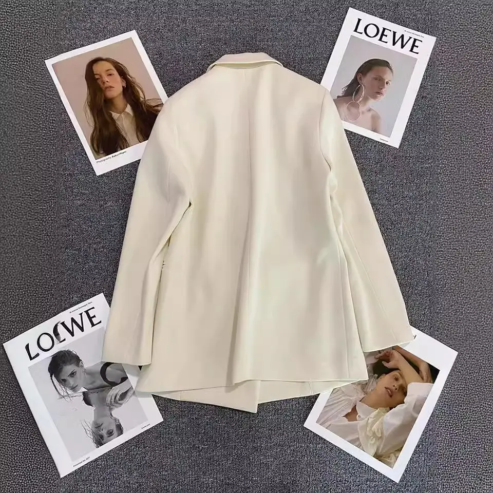 Women's Cream Silk Suit Jacket Spring Autumn 2022 - Image 6