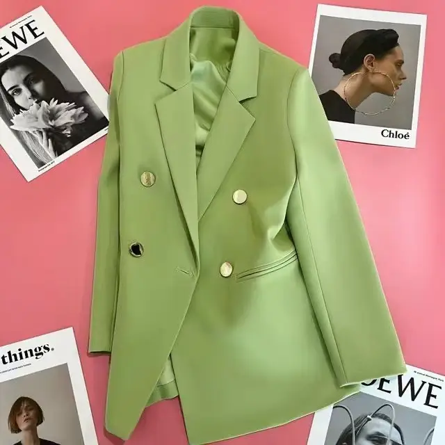 Women's Cream Silk Suit Jacket Spring Autumn 2022 - Image 5