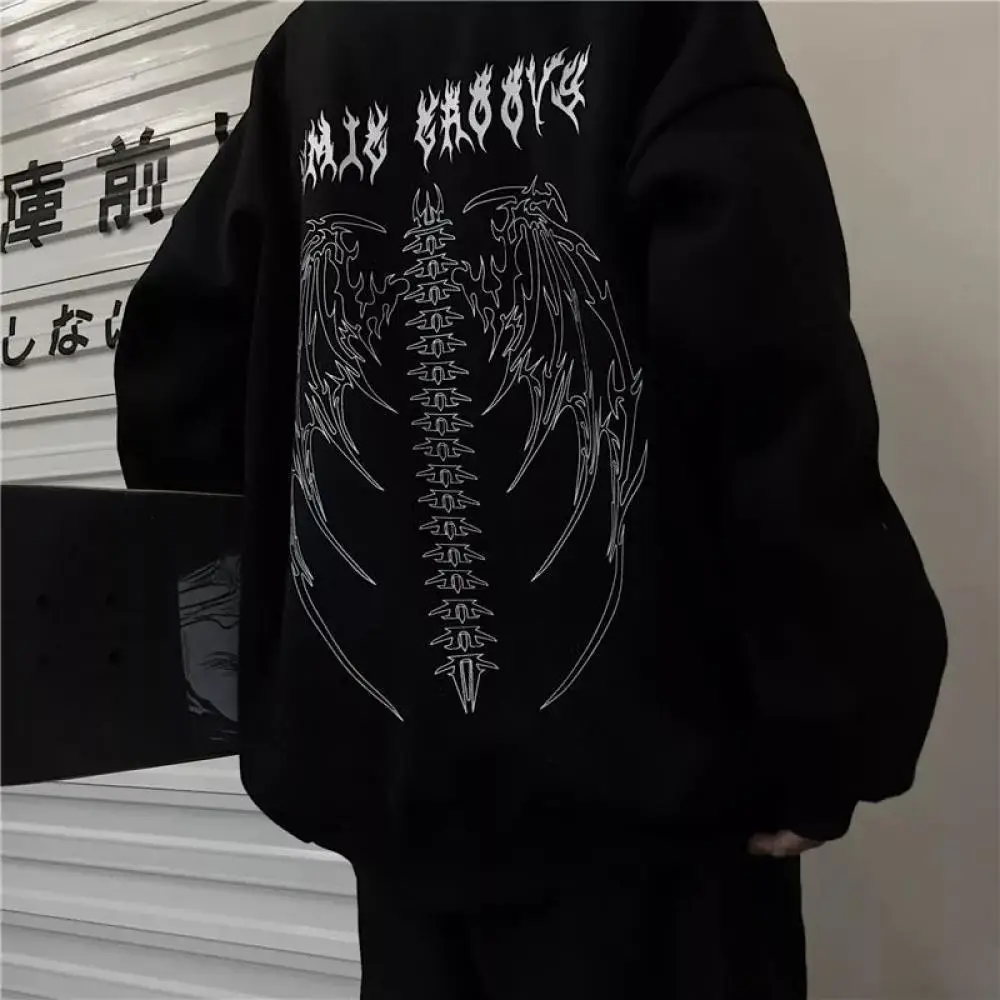 Men's White Fishbone Back Hooded Zipper Jacket - Image 5