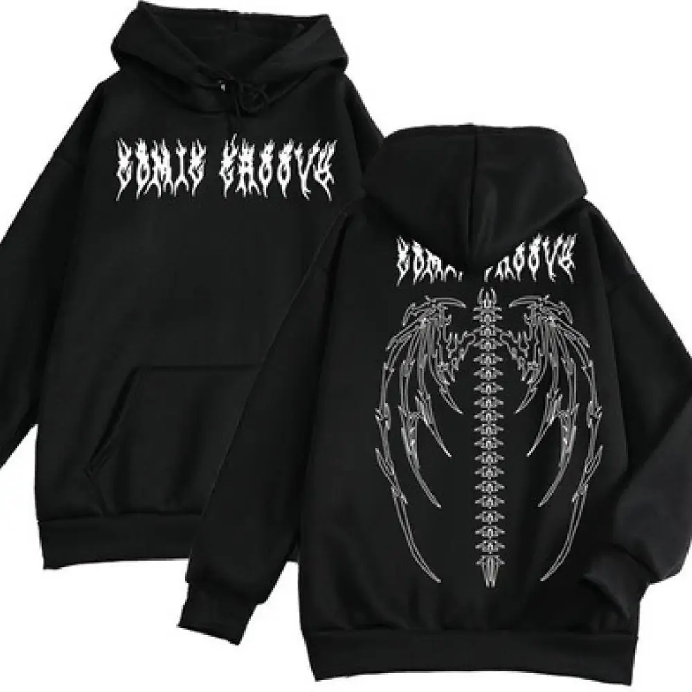 Men's White Fishbone Back Hooded Zipper Jacket - Image 8