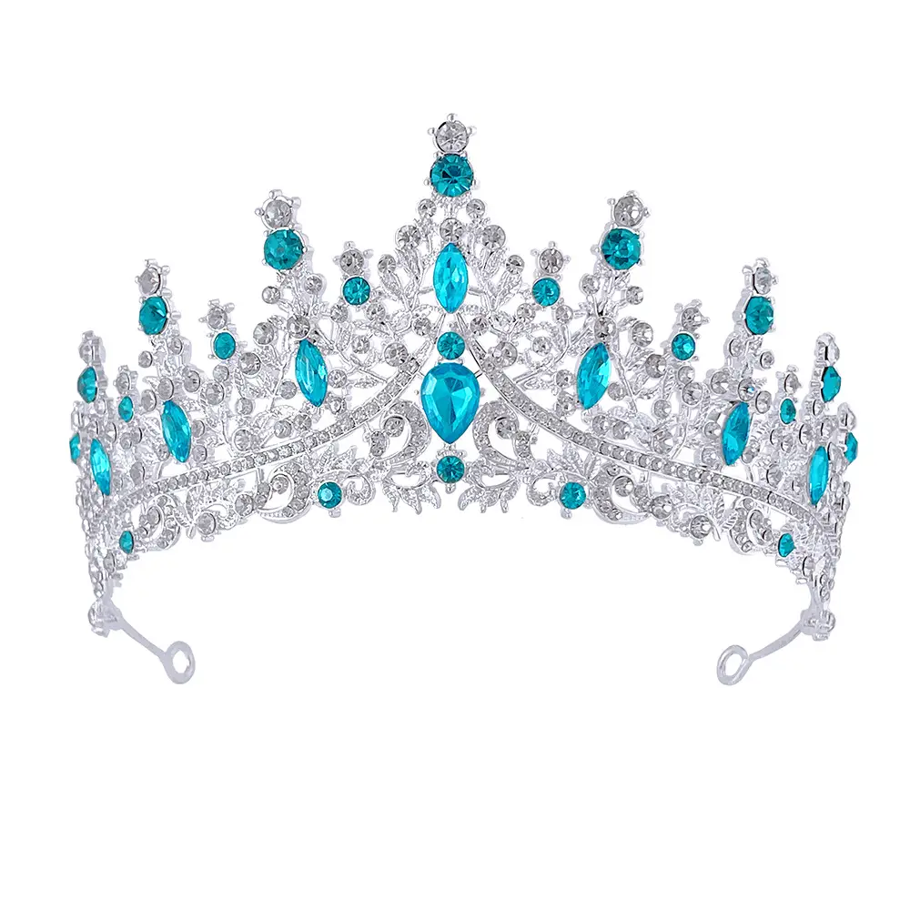 Luxury Red Rhinestone Wedding Crown for Bride
