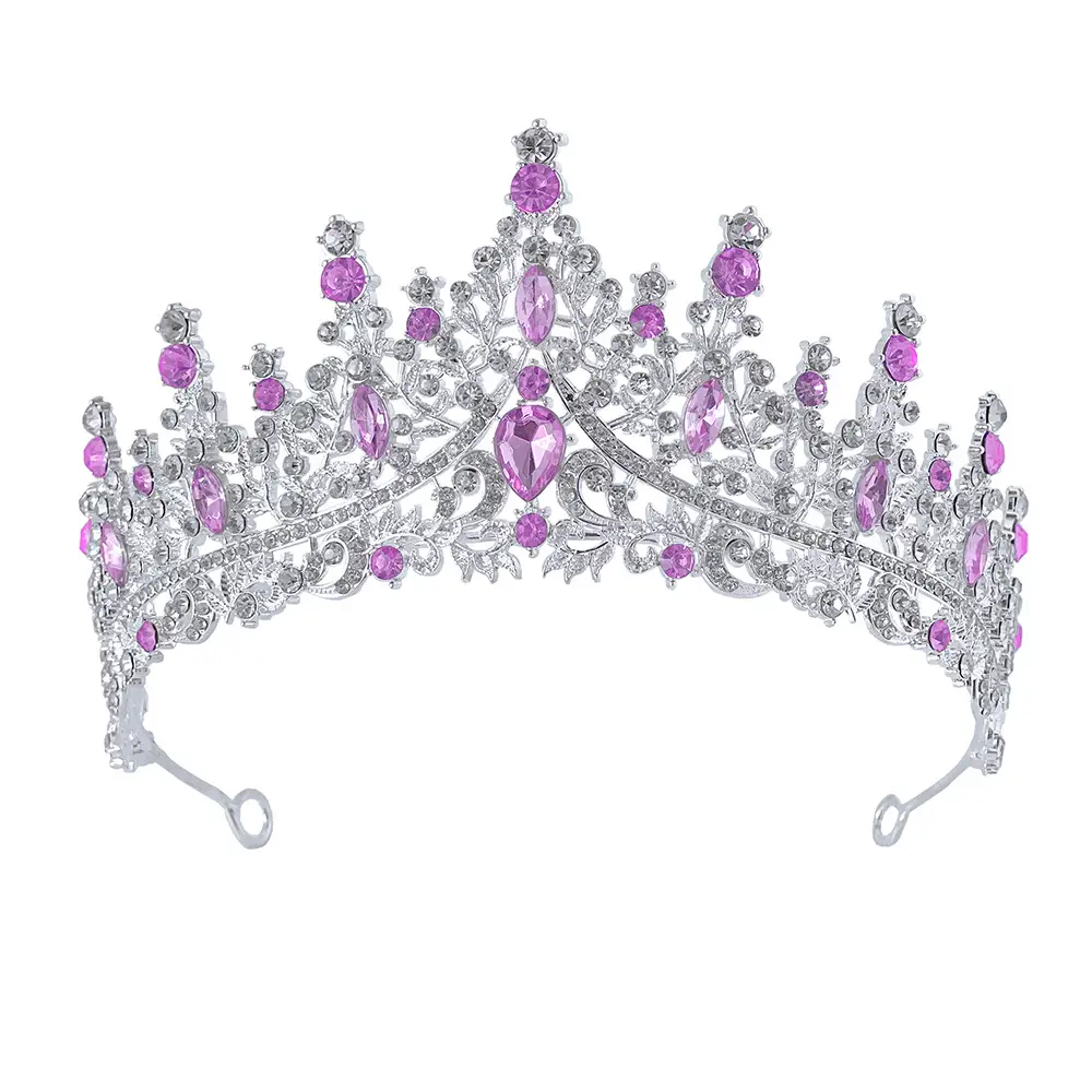 Luxury Red Rhinestone Wedding Crown for Bride