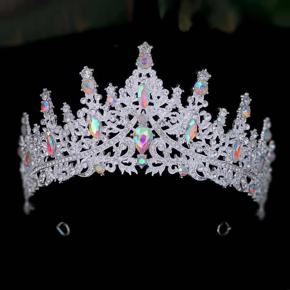 Luxury Red Rhinestone Wedding Crown for Bride