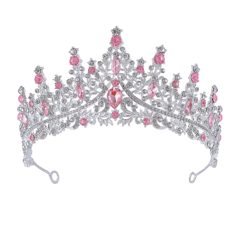 Luxury Red Rhinestone Wedding Crown for Bride