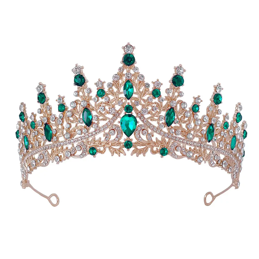 Luxury Red Rhinestone Wedding Crown for Bride