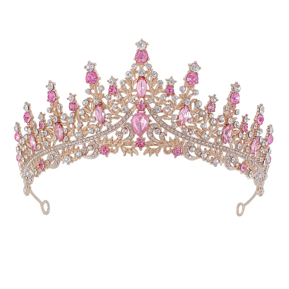Luxury Red Rhinestone Wedding Crown for Bride