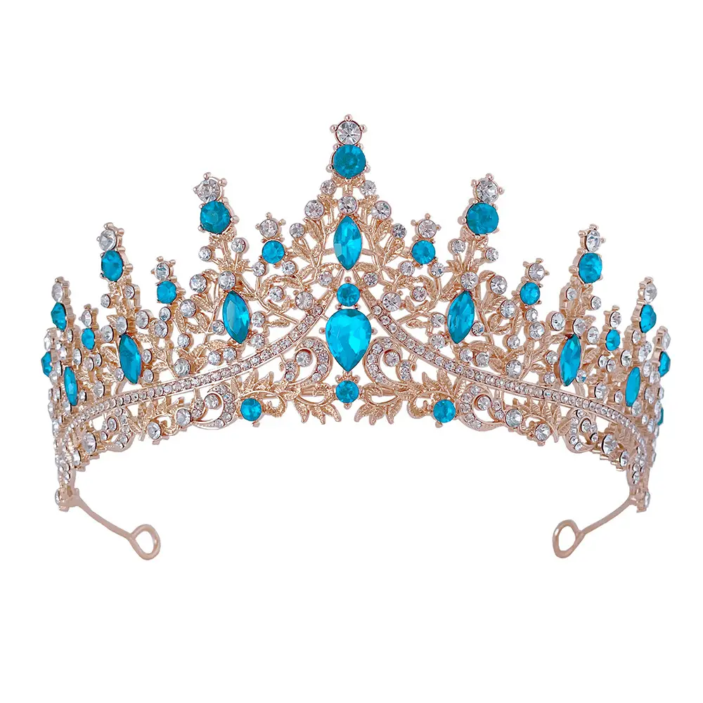 Luxury Red Rhinestone Wedding Crown for Bride