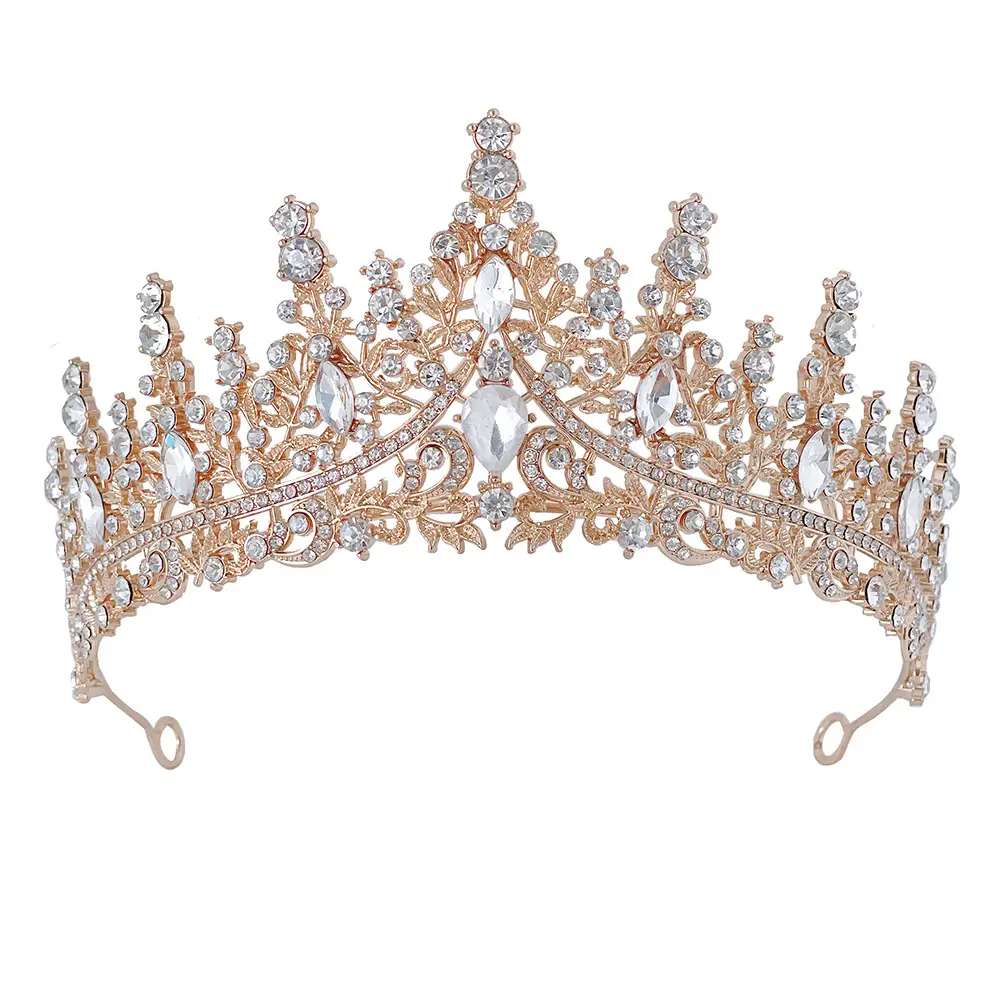 Luxury Red Rhinestone Wedding Crown for Bride