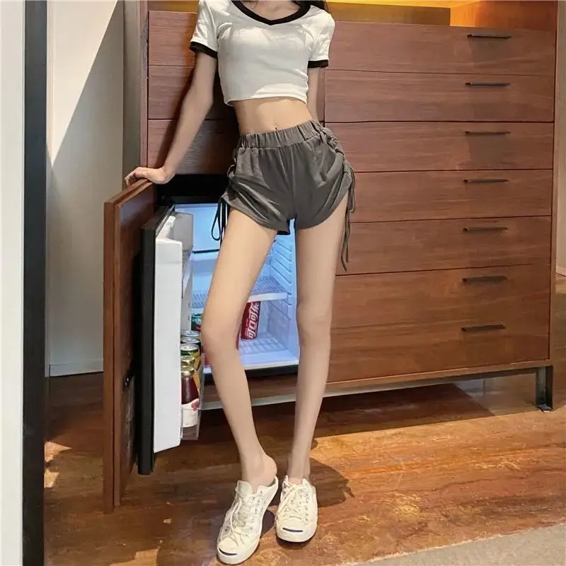 Women High Waist Slimming Drawstring Shorts Black — feature 7