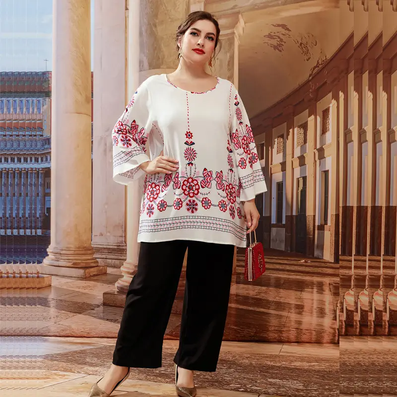 Women Rayon Embroidered Shirt Black White Summer 2023 - Image 5