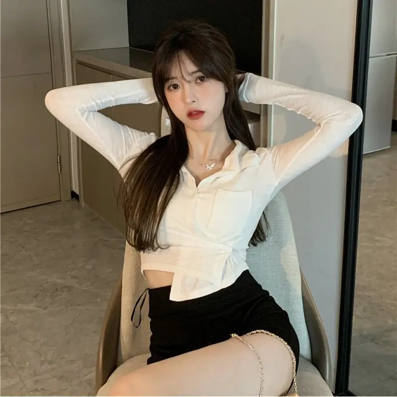 Women Black Knitted Cardigan Top White Shorts Set - Image 7