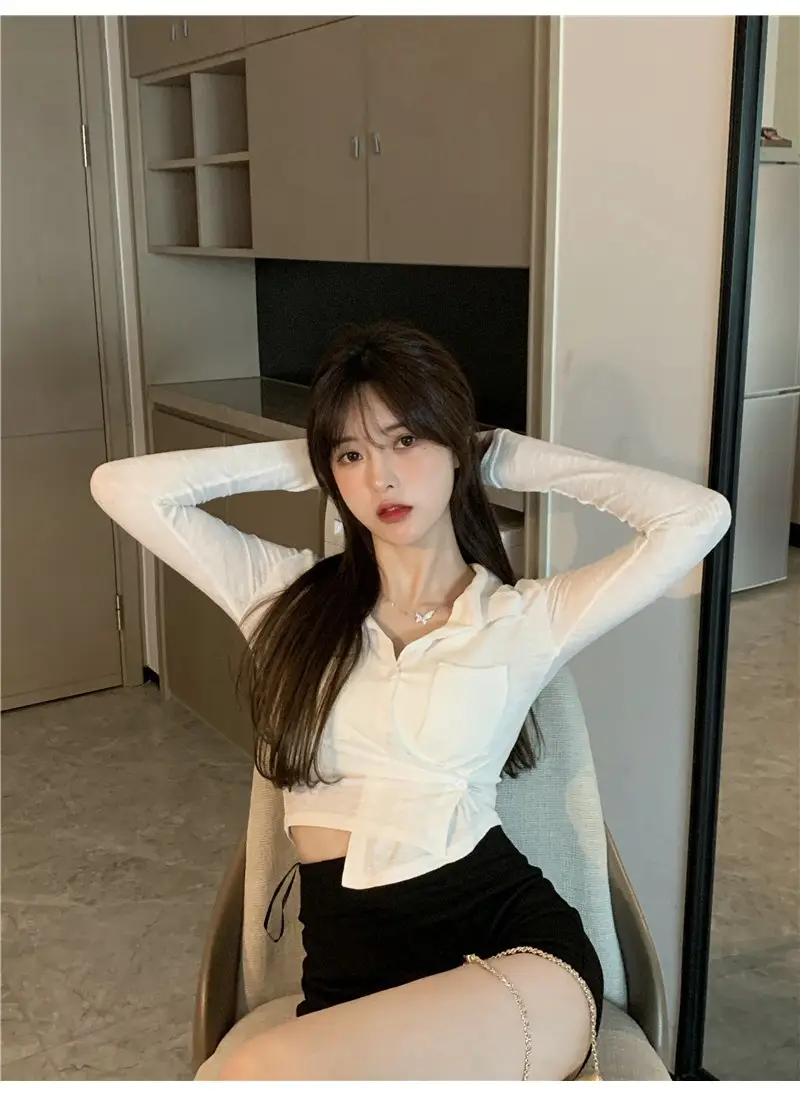 Women Black Knitted Cardigan Top White Shorts Set — feature 12