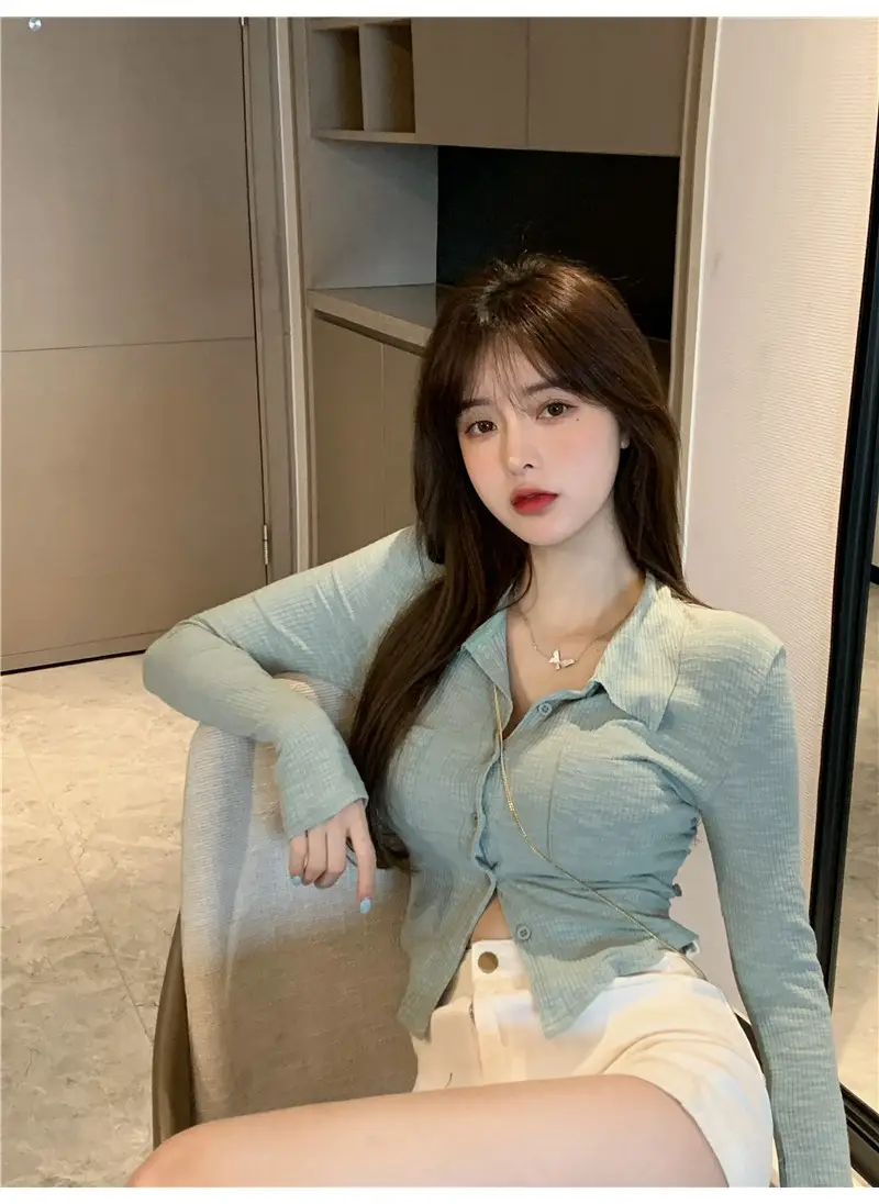 Women Black Knitted Cardigan Top White Shorts Set — feature 15