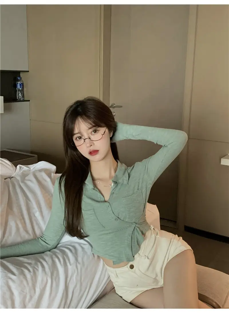 Women Black Knitted Cardigan Top White Shorts Set — feature 17