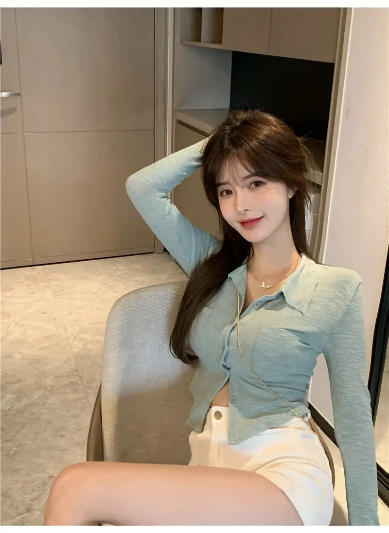 Women Black Knitted Cardigan Top White Shorts Set — feature 18