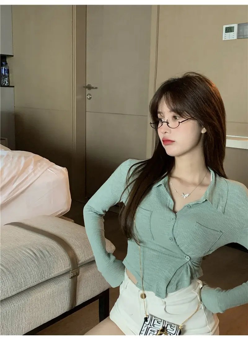 Women Black Knitted Cardigan Top White Shorts Set — feature 20
