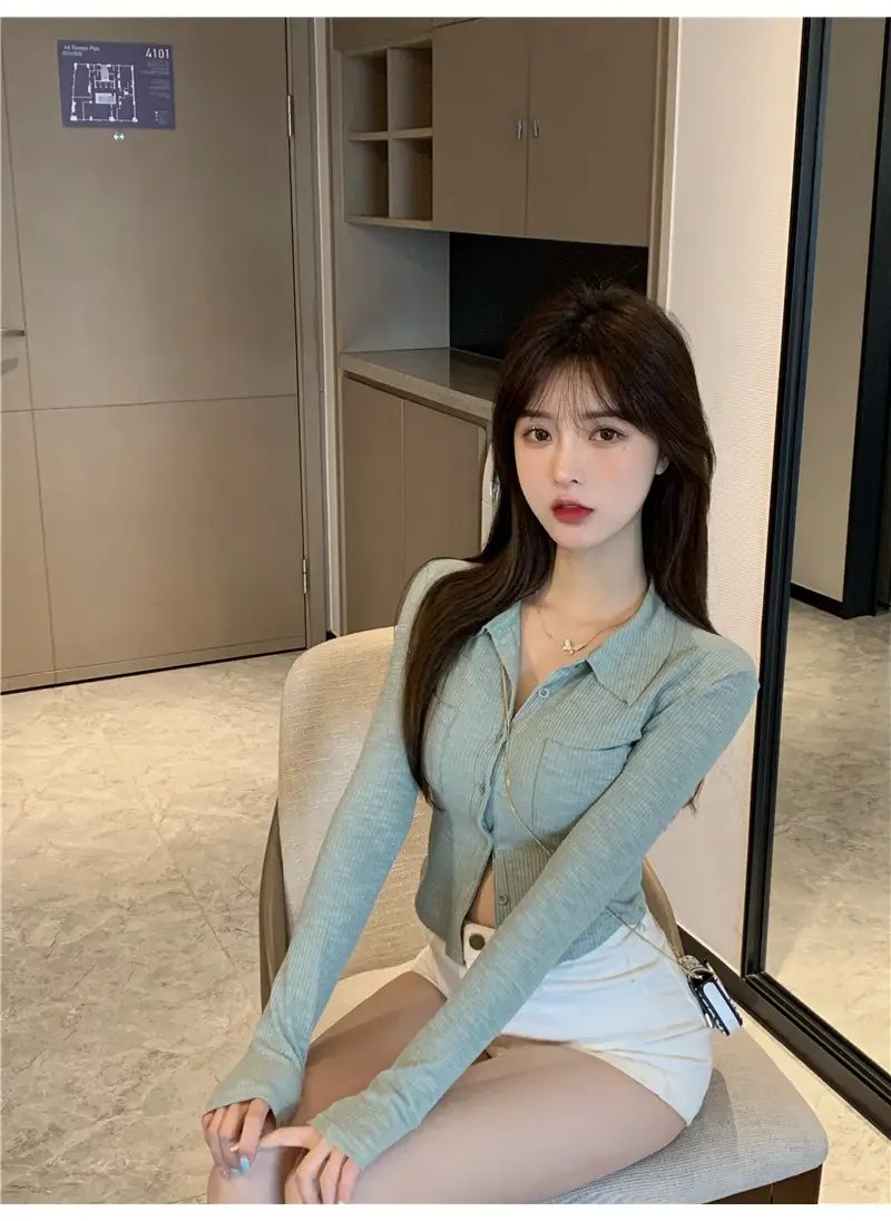 Women Black Knitted Cardigan Top White Shorts Set — feature 23