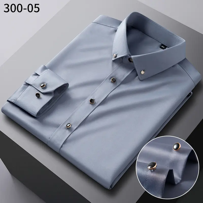 2025 Men's Blue Diamond Button Long Sleeve Shirt - Image 10