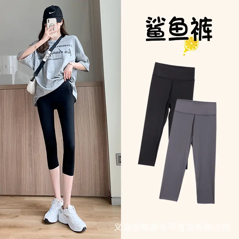 Women Shark Pants Slim Leggings Summer Wear Black - Image 43